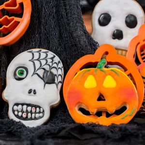 Set 2 cortadores  galletas cráneo y calabaza Halloween Decora